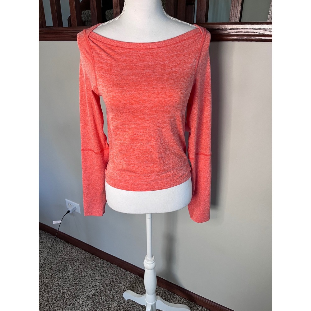 FP Movement Free People Flame Orange Heathered Long Sleeve Crop Top M/L NEW